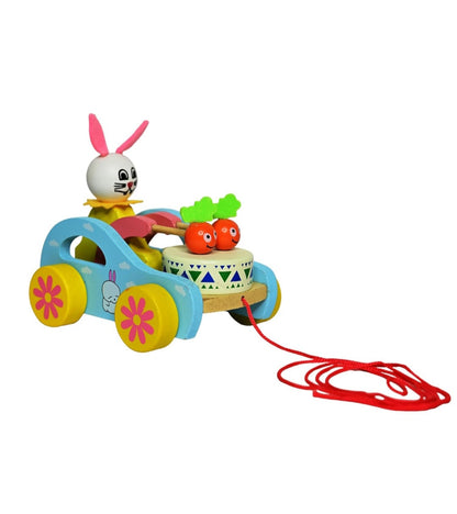 Cute Rabbit Drumming Pull Along Car