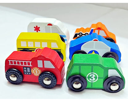 Mini Vehicle Wooden toy car set of 6