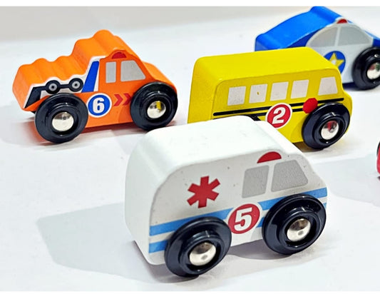 Mini Vehicle Wooden toy car set of 6