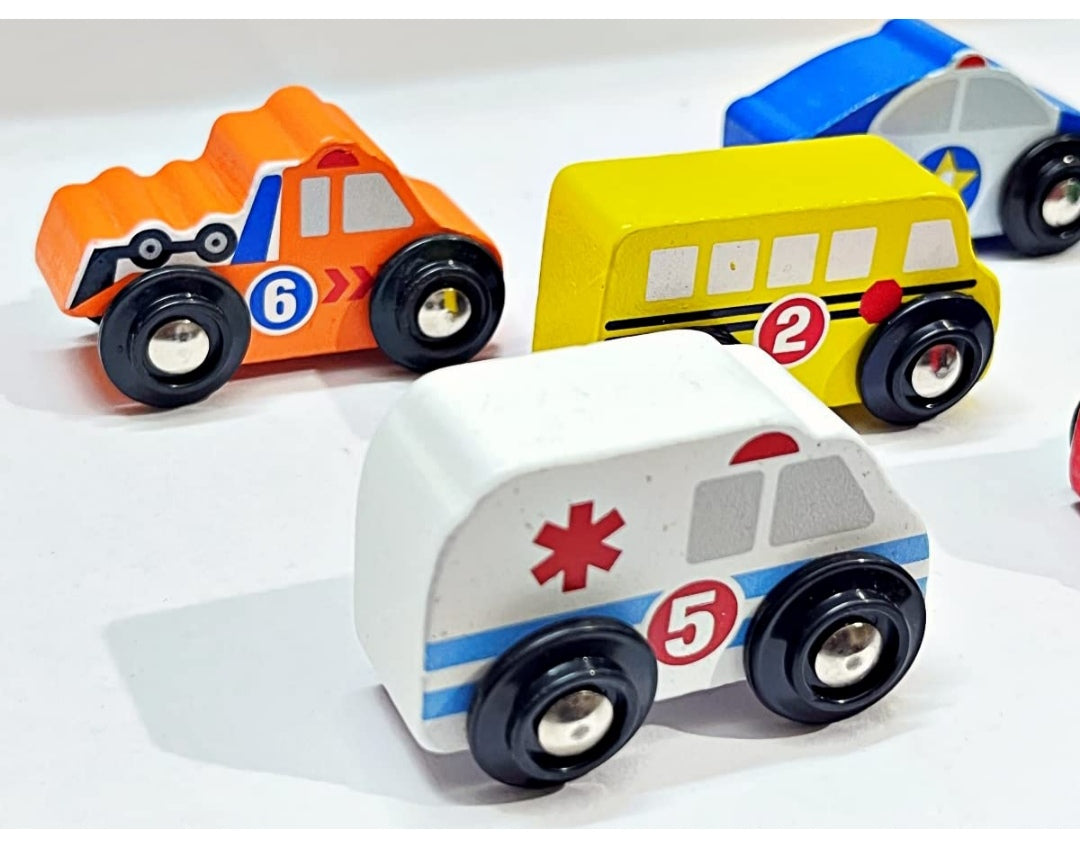 Mini Vehicle Wooden toy car set of 6