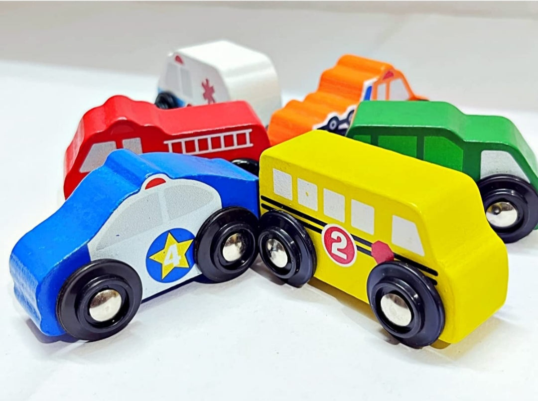 Mini Vehicle Wooden toy car set of 6