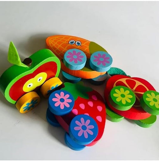 Wooden Push Pull Fruit Car 2 Pcs Set