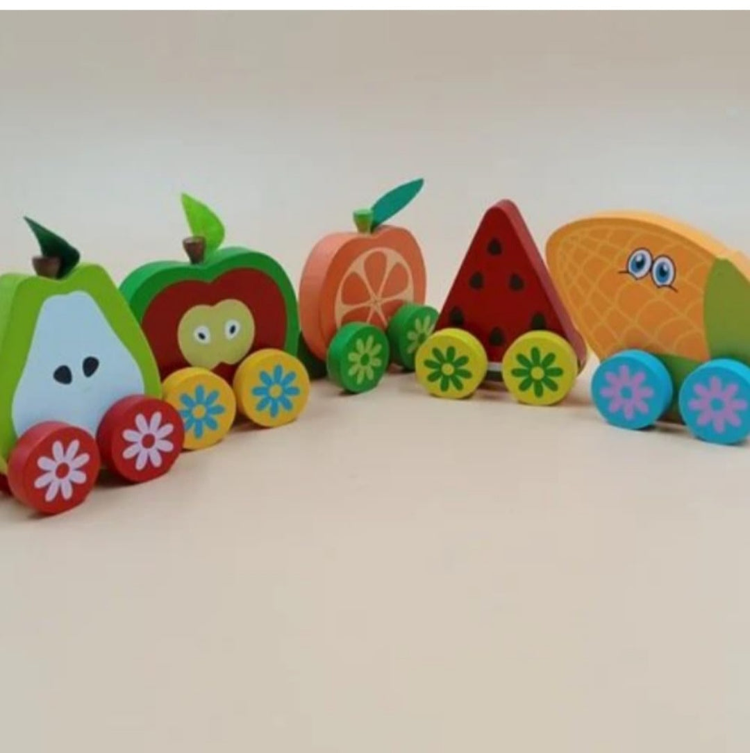 Wooden Push Pull Fruit Car 2 Pcs Set