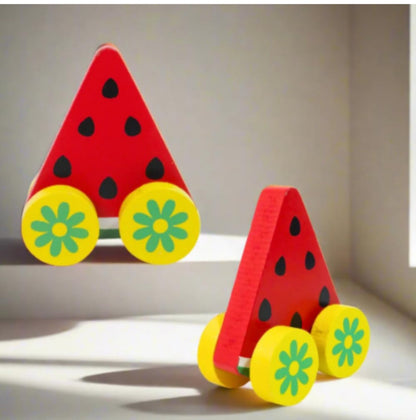 Wooden Push Pull Fruit Car 2 Pcs Set