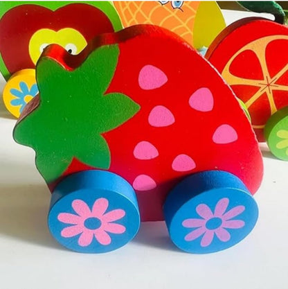 Wooden Push Pull Fruit Car 2 Pcs Set