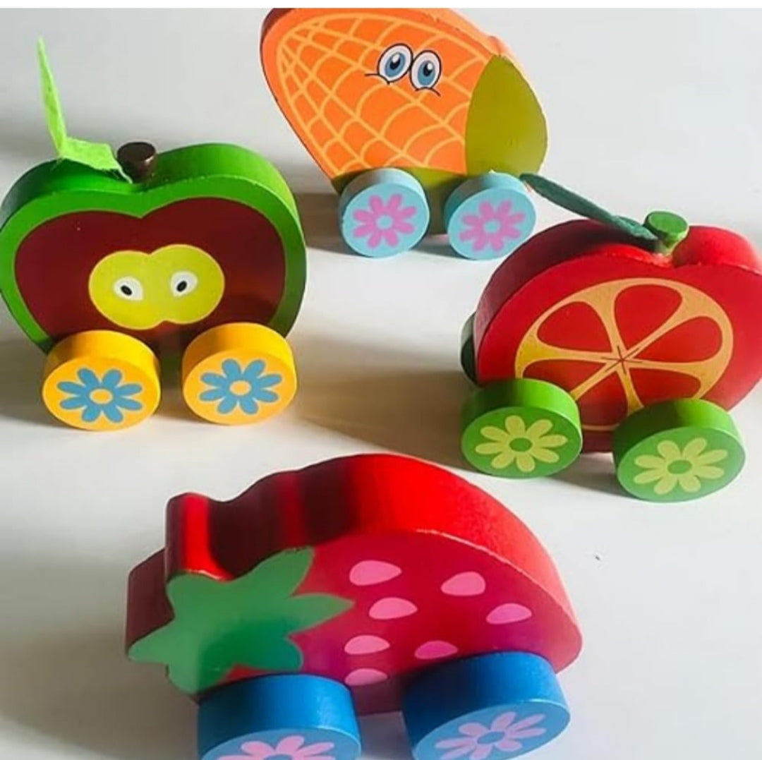 Wooden Push Pull Fruit Car 2 Pcs Set