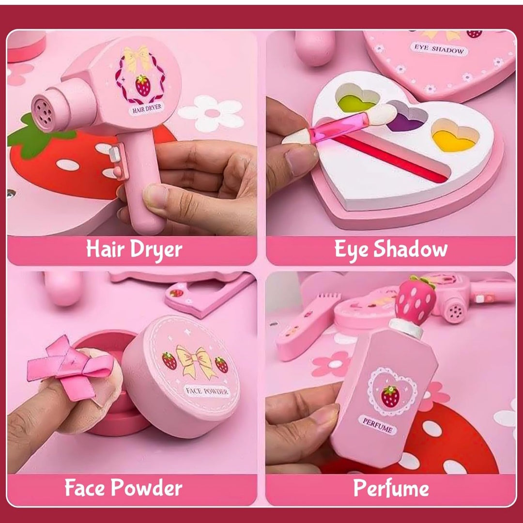 Wooden mini makeup set