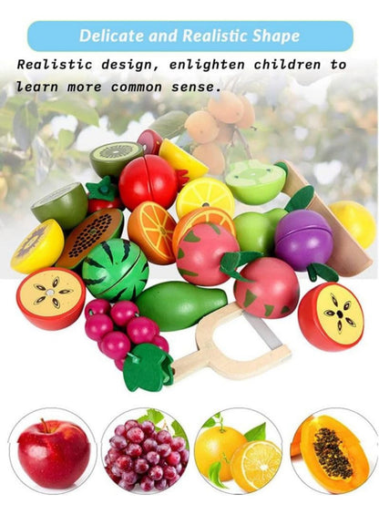 Magnatic wooden fruit cutting toy