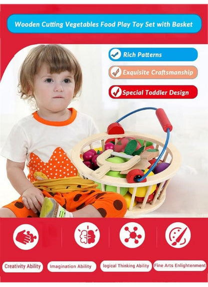 Magnatic wooden fruit cutting toy