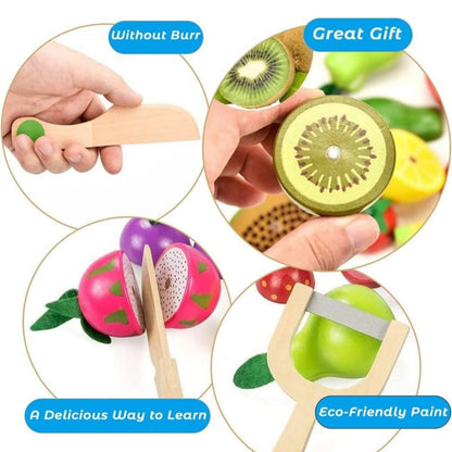 Magnatic wooden fruit cutting toy